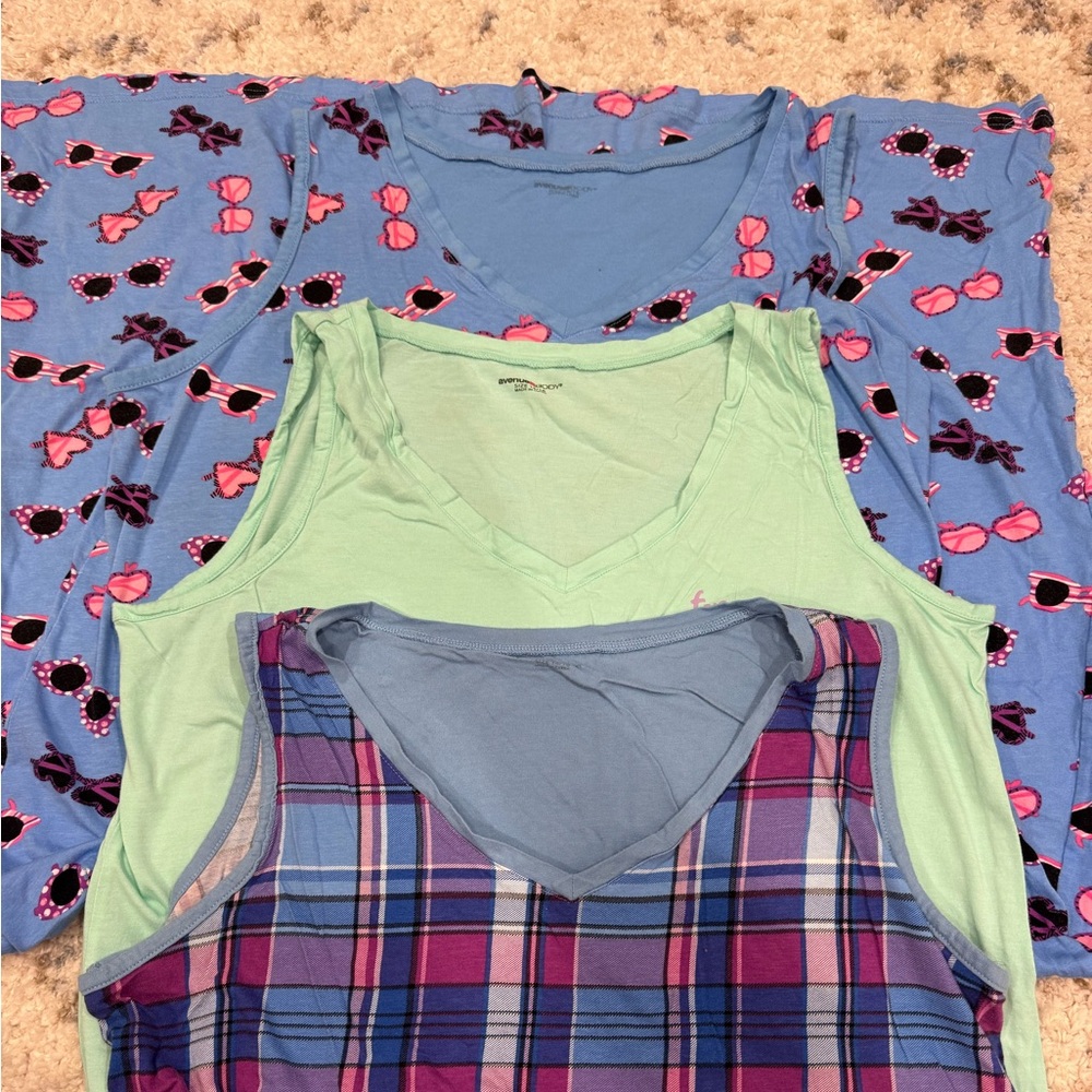 Bundle of 3 Avenue Sleeveless long sleep shirts